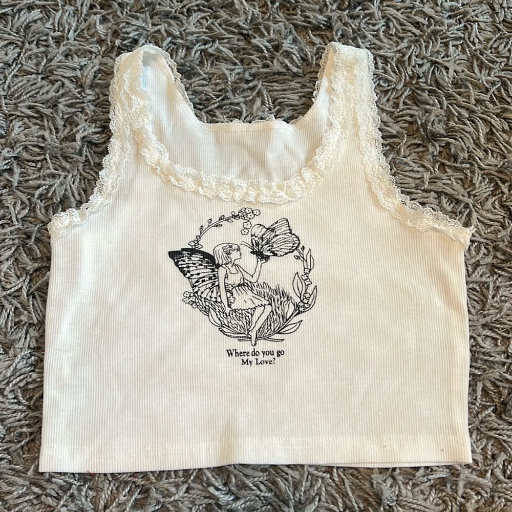 Lace Trim Cropped Tank Top